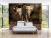 Wall Mural Elephants on Africa contours background - abstract on brown background 125777