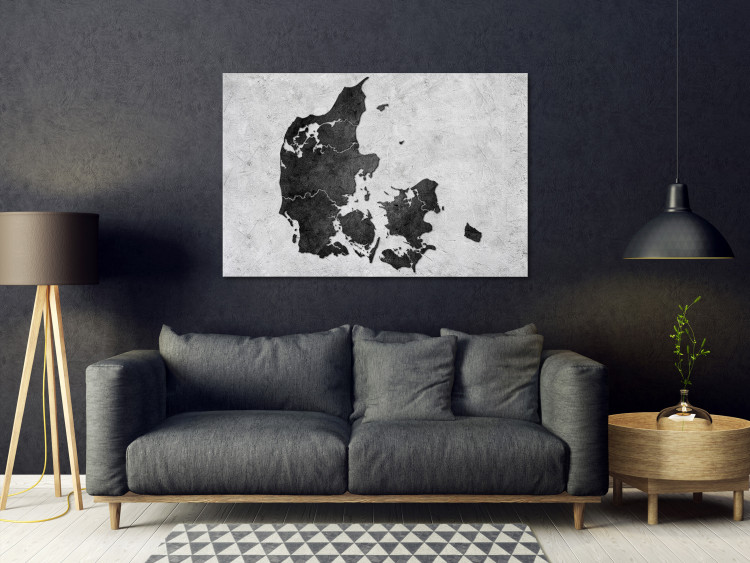 Canvas Denmark on the stone - contour map of the Nordic state 135177 additionalImage 3