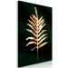 Canvas Golden palm leaf - Botanical theme on a background of green 135577 additionalThumb 2