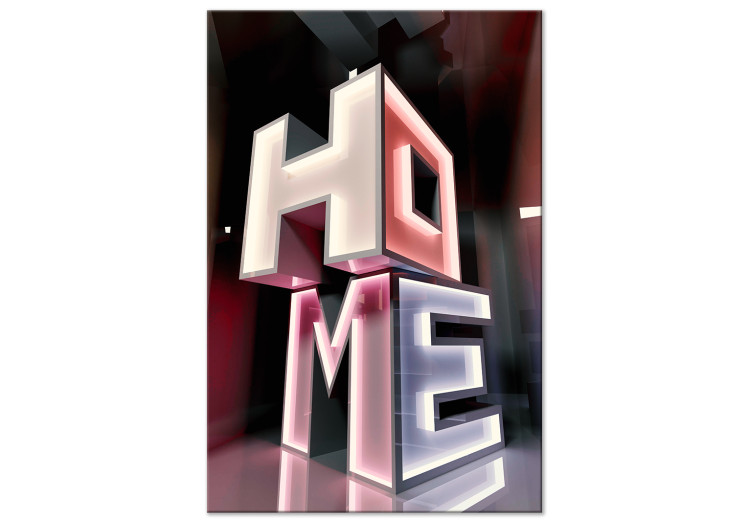 Canvas Neon inscription Home 3D - Pastel, geometric text in English 135777