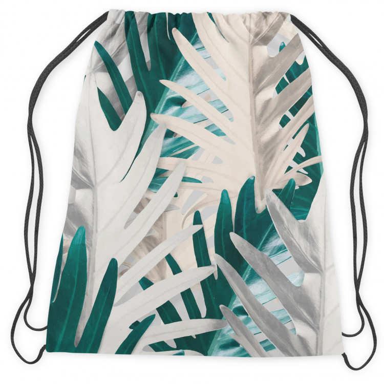 Backpack Philodendron xanadu - a white and turquoise pattern with exotic leaves 147377 additionalImage 2