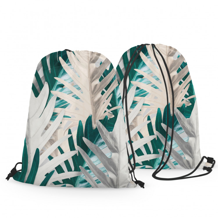 Backpack Philodendron xanadu - a white and turquoise pattern with exotic leaves 147377 additionalImage 3
