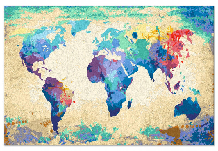 Paint by Number Kit Colorful Continents - Watercolor World Map in Rainbow Colors 148877 additionalImage 7
