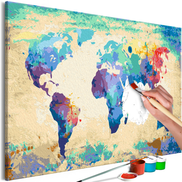 Paint by Number Kit Colorful Continents - Watercolor World Map in Rainbow Colors 148877 additionalImage 4