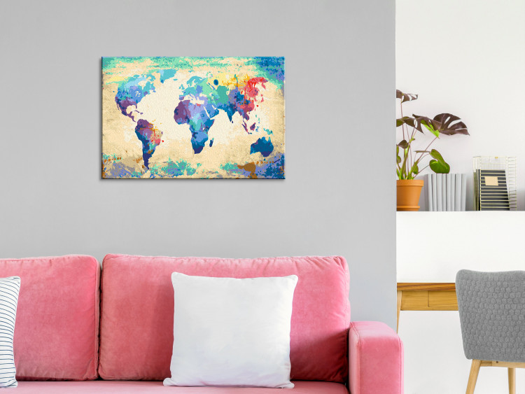 Paint by Number Kit Colorful Continents - Watercolor World Map in Rainbow Colors 148877 additionalImage 2