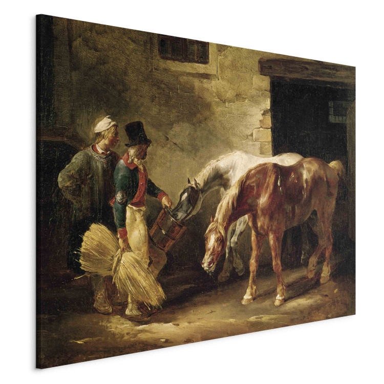 Canvas Two Post Horses at the Door of a Stable 153577 additionalImage 2