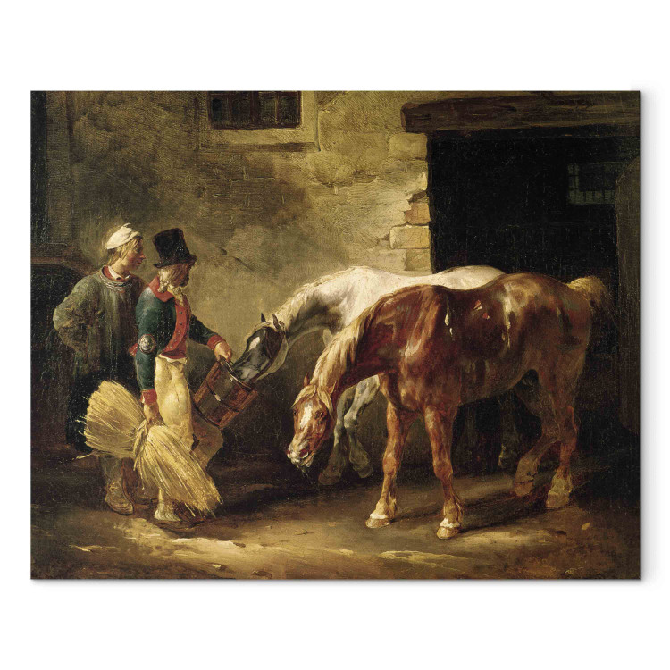 Canvas Two Post Horses at the Door of a Stable 153577