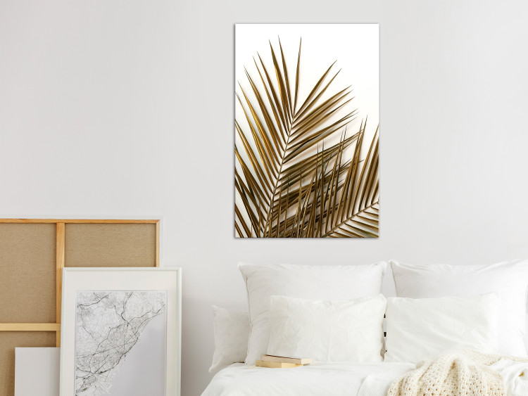 Canvas Dry palm leaves - photograph with plant motif on a white background 127987 additionalImage 3
