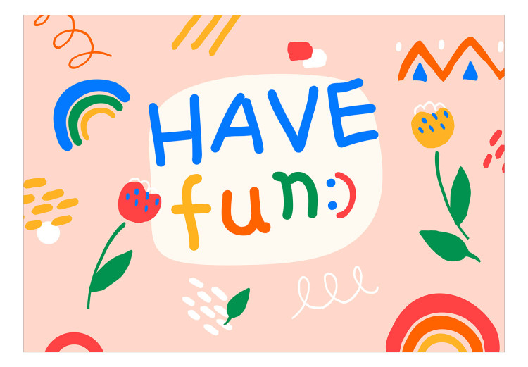 Wall Mural Colourful have fun lettering - fun doodle on salmon background for children 144687 additionalImage 1