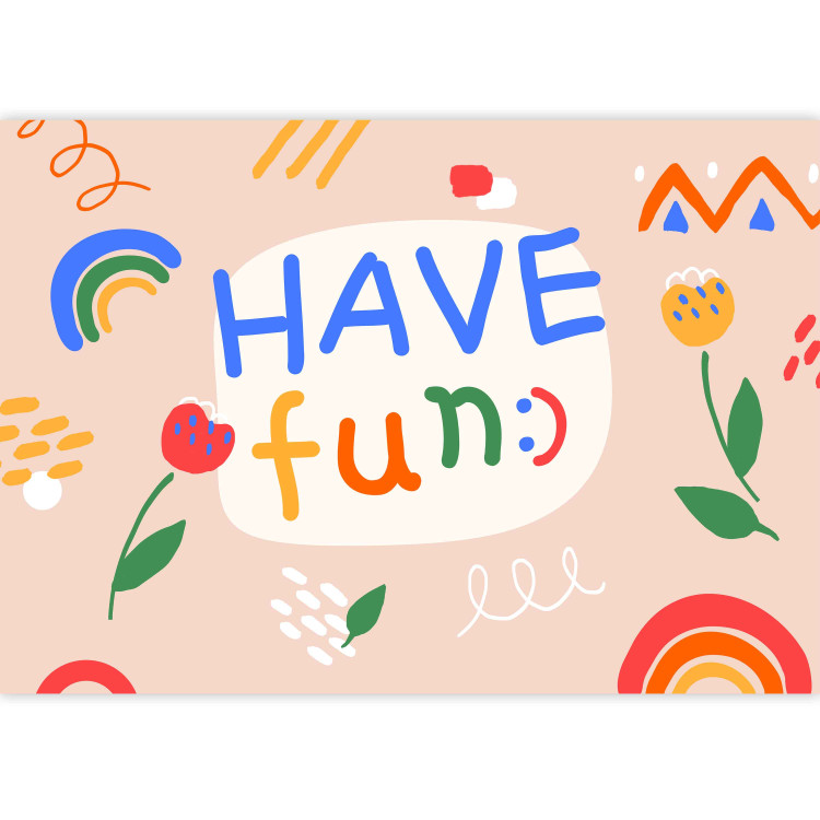 Wall Mural Colourful have fun lettering - fun doodle on salmon background for children 144687 additionalImage 3