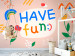 Wall Mural Colourful have fun lettering - fun doodle on salmon background for children 144687