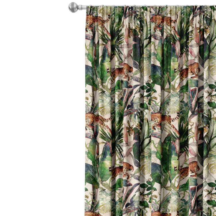 Decorative Curtain Savannah parchment - tropical vegetation, cheetahs on beige background 147187 additionalImage 3