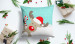Decorative Microfiber Pillow Christmas animal - a red-nosed reindeer wearing a Santa hat in a winter setting 148487 additionalThumb 2