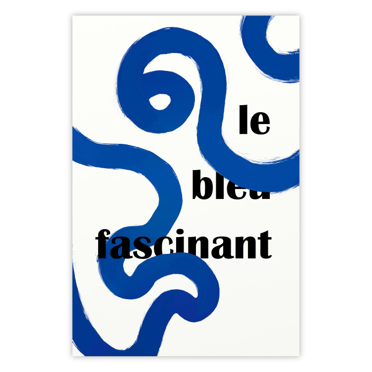 Poster Fascinating Blue - Abstract Lines Intertwined With the Inscription 149887