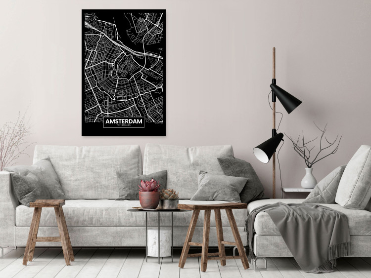 Canvas Amsterdam - map of the Dutch capital in a minimalist style 118097 additionalImage 3