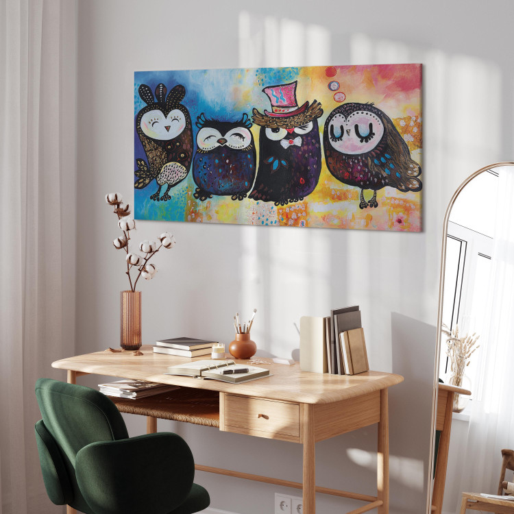Canvas Colourful Owls (1 Part) Wide 118797 additionalImage 10