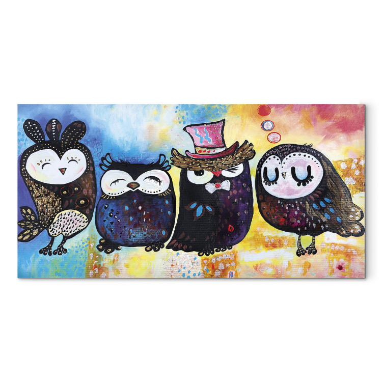 Canvas Colourful Owls (1 Part) Wide 118797 additionalImage 7