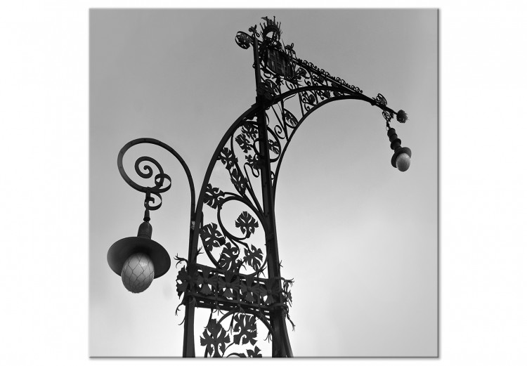 Canvas Street light in Barcelona - black and white photo with architecture 123597