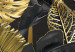 Canvas Golden and black tropical leaves - a landscape with a floral motif 131697 additionalThumb 4