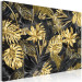 Canvas Golden and black tropical leaves - a landscape with a floral motif 131697 additionalThumb 2