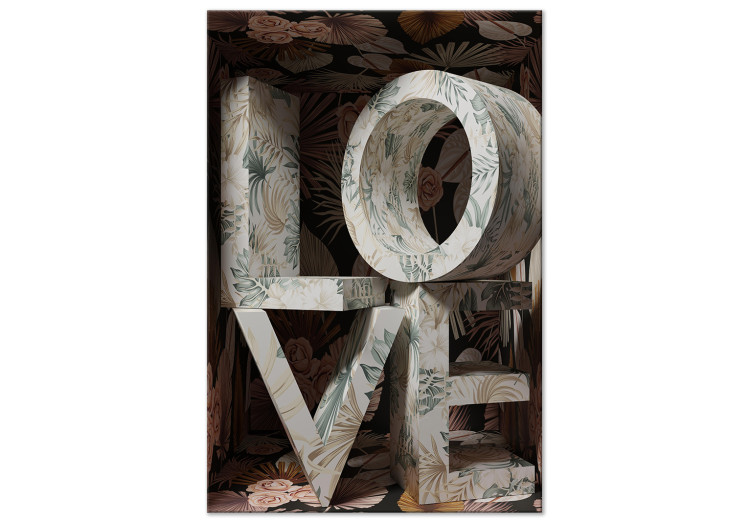 Canvas Love in the letters - inscription LOVE covered with floral motifs 135397