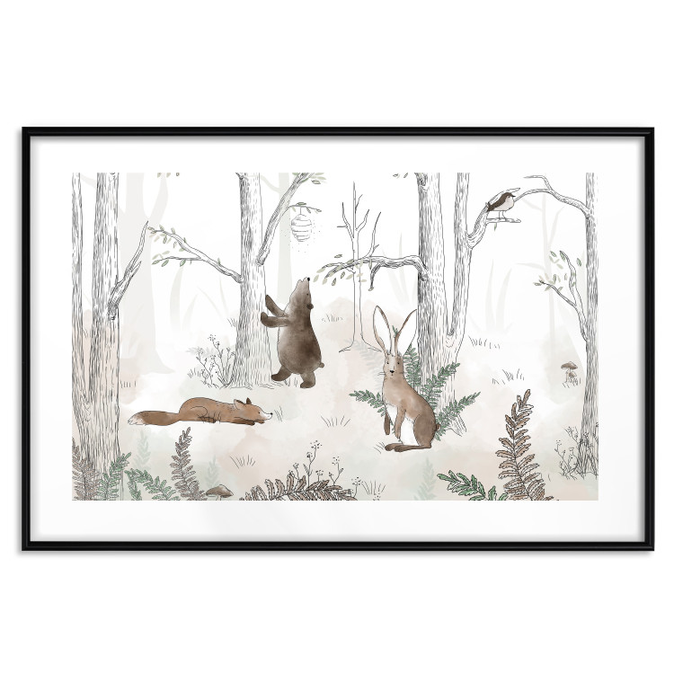 Poster Forest Animals - Drawn Forest with Watercolor Ferns 146497 additionalImage 17