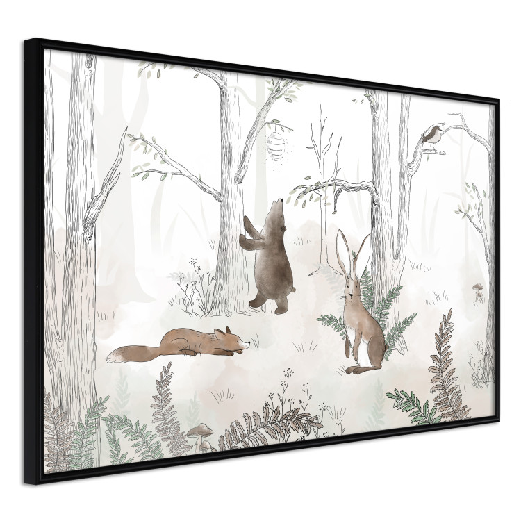 Poster Forest Animals - Drawn Forest with Watercolor Ferns 146497 additionalImage 2