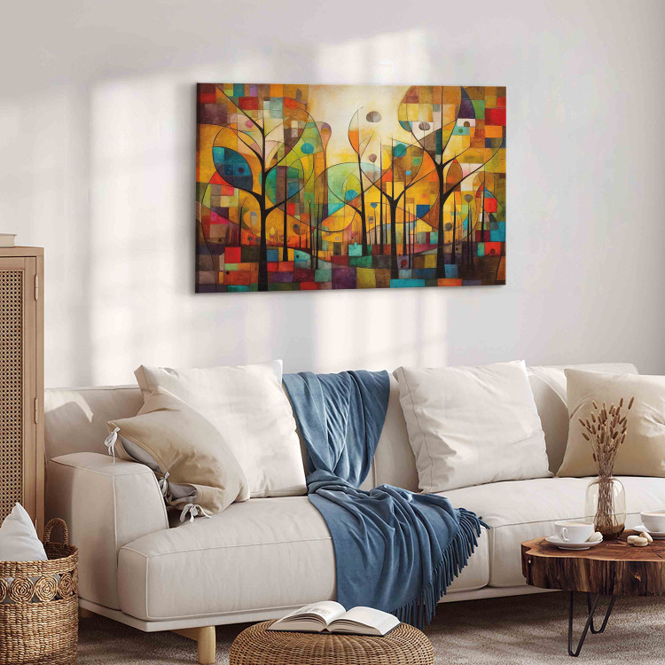 Acrylic Print Colorful Forest - A Geometric Composition Inspired by Klimt’s Style [Glass] 151897 additionalImage 3
