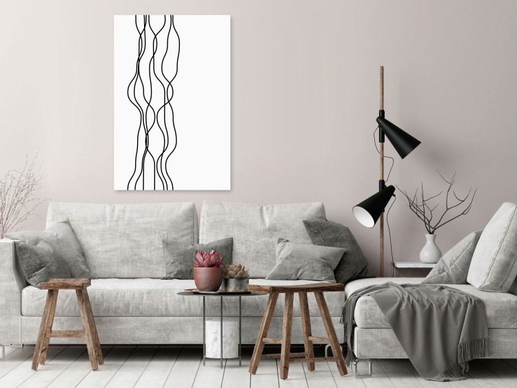 Canvas Curved lines - a minimalist design in an abstract version 117308 additionalImage 3