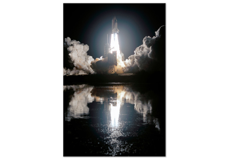 Canvas Rocket flight into space - a night photograph of a spacecraft take off 123508