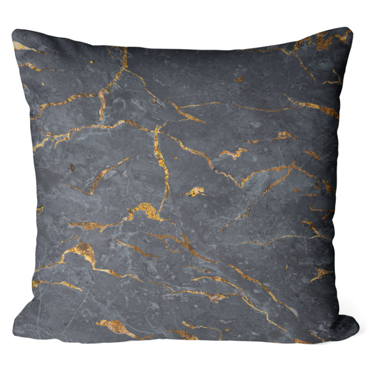 Decorative Microfiber Pillow Cracked magma - graphite imitation stone pattern with golden streaks cushions 146808