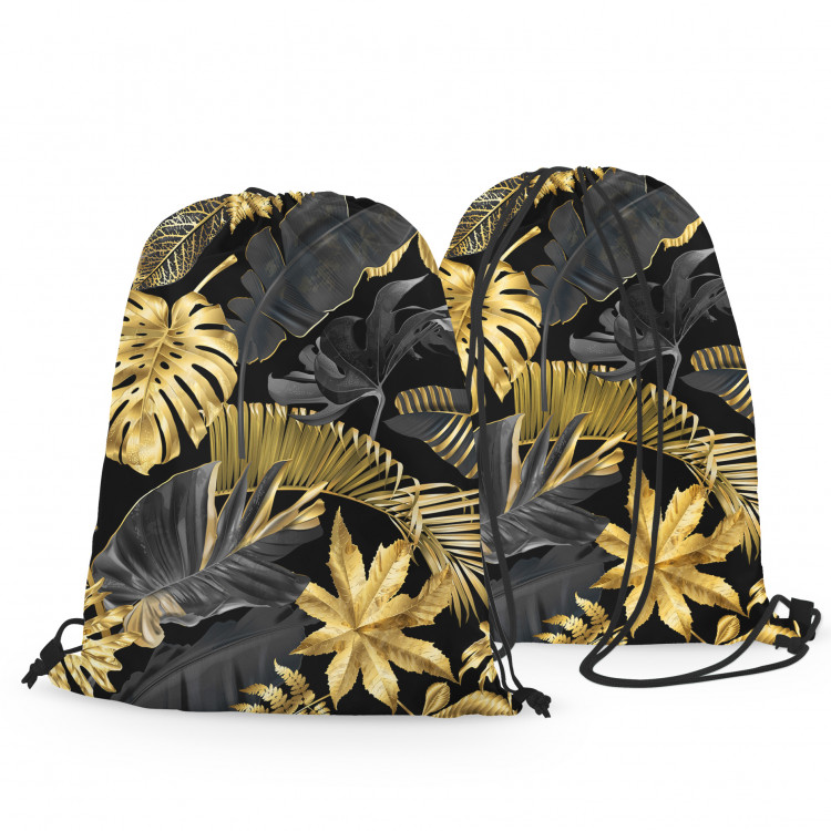 Backpack Gold and black monstera - tropical leaves in glamour style 147508 additionalImage 3
