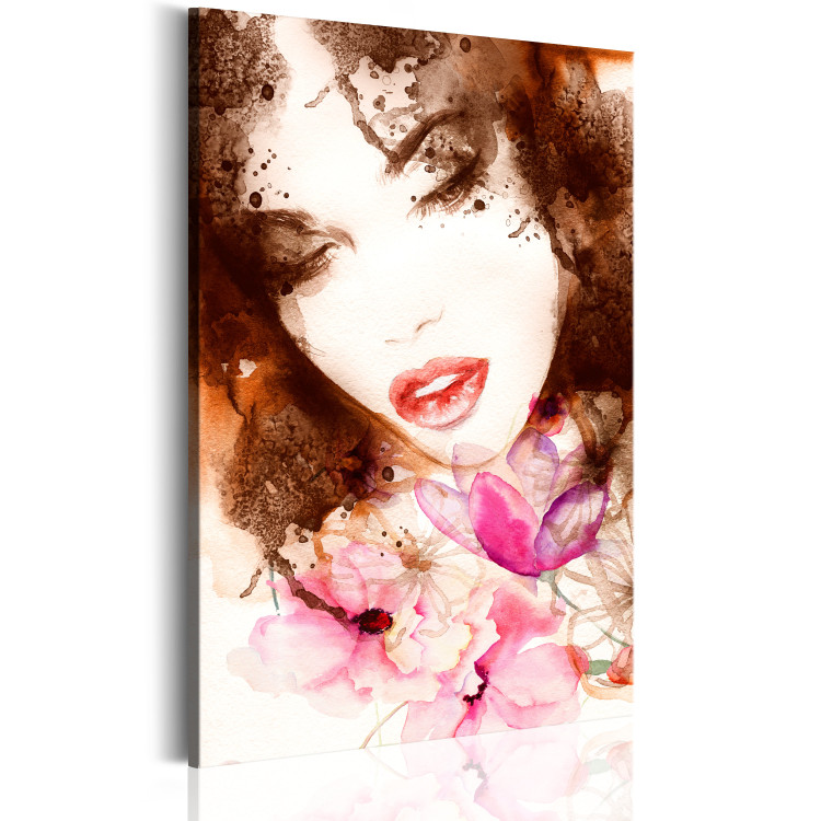Canvas Dressed in flowers - sensual portrait of a woman with pink plants 64408 additionalImage 2