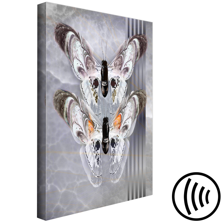 Canvas Butterflies in love - gray, elegant insects on a marble background 118318 additionalImage 6