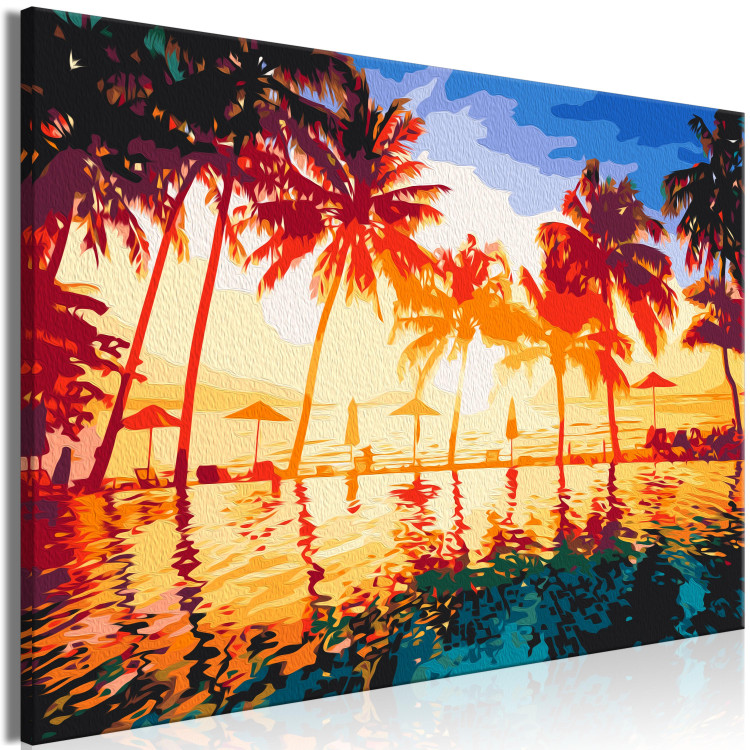 Paint by Number Kit Pool in the Sun - Palm Trees, Bright Sky and Turquoise Water 144518 additionalImage 4