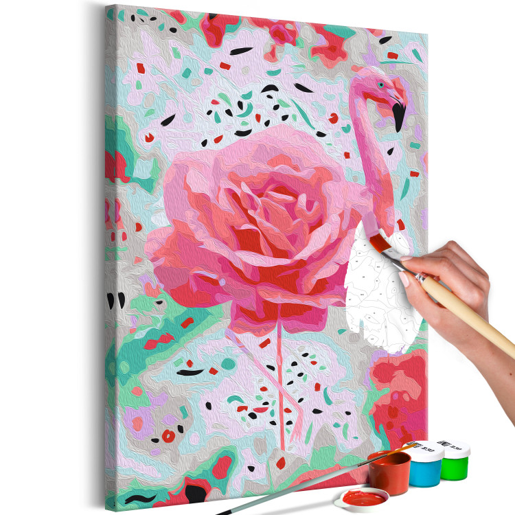 Paint by Number Kit Rose Flamingo - Pink Bird, Powdery Rose and Minty Shimmering Background 144618 additionalImage 7