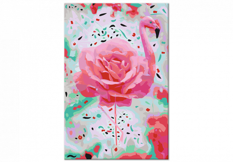 Paint by Number Kit Rose Flamingo - Pink Bird, Powdery Rose and Minty Shimmering Background 144618 additionalImage 3