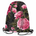 Backpack Chinese peonies - floral motif in shades of pink on a dark background 147418