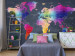Wall Mural Coloured world map - geometric outline with inscriptions in English 95018