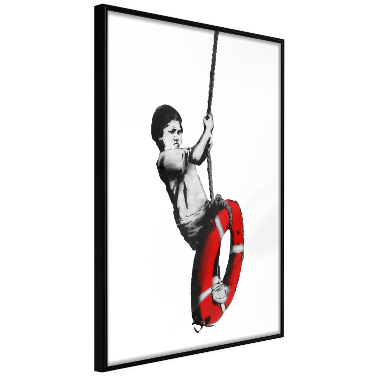 Poster Banksy: Boy on a Swing - black and white boy on a swing with a wheel 132428 additionalImage 10