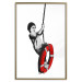 Poster Banksy: Boy on a Swing - black and white boy on a swing with a wheel 132428 additionalThumb 16