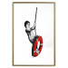 Poster Banksy: Boy on a Swing - black and white boy on a swing with a wheel 132428 additionalThumb 14