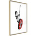 Poster Banksy: Boy on a Swing - black and white boy on a swing with a wheel 132428 additionalThumb 6