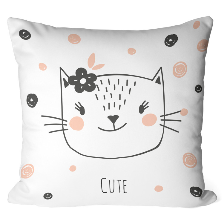 Decorative Microfiber Pillow Cat princess - animal wearing a crown, hearts and 'Princess' caption cushions 147028