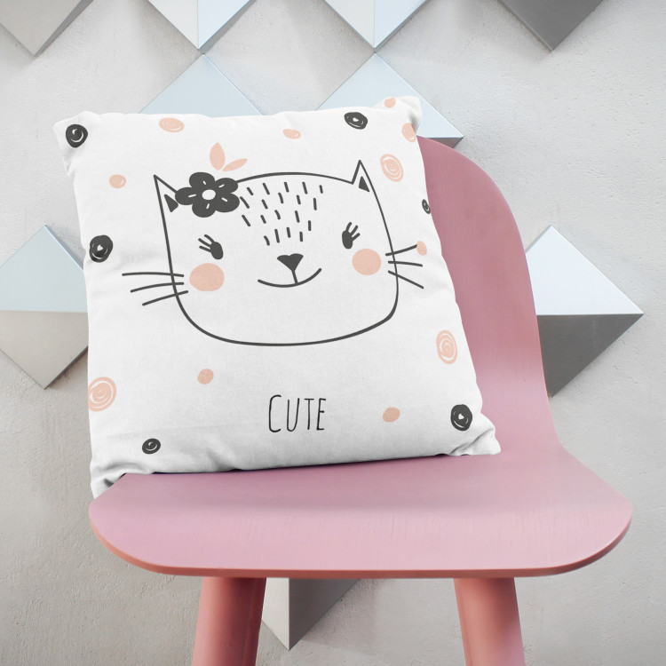 Decorative Microfiber Pillow Cat princess - animal wearing a crown, hearts and 'Princess' caption cushions 147028 additionalImage 2