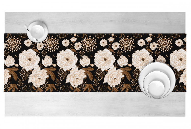 Table Runner Floral elegance - composition with floral motif on a dark background 147328 additionalImage 3