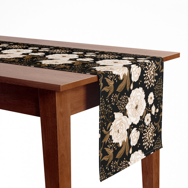 Table Runner Floral elegance - composition with floral motif on a dark background 147328 additionalImage 4