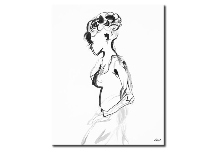 Canvas Minimalist femininity - female body silhouette on a white background 46828