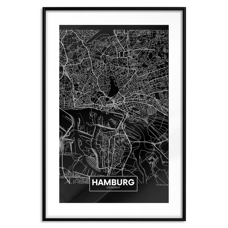 Poster Map of Hamburg - black and white composition with a map of the German city 118138 additionalImage 15