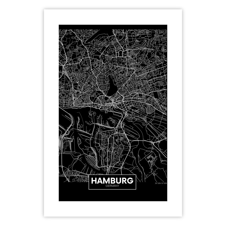 Poster Map of Hamburg - black and white composition with a map of the German city 118138 additionalImage 18